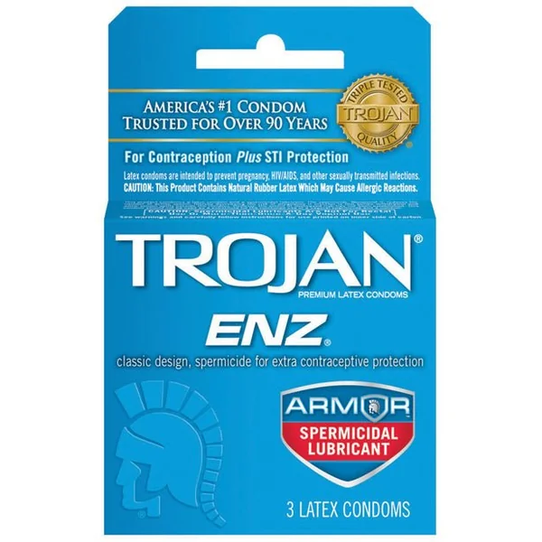 Trojan Enz Spermicidal Lubricated Condoms - Box Of 3