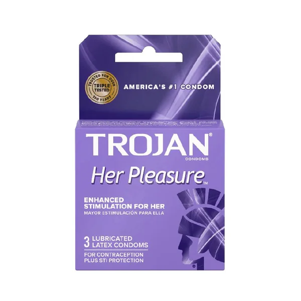 Trojan Her Pleasure Sensations Condom Lubricated 3 Pack