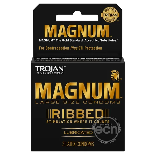 Trojan Magnum Ribbed Condoms - 3 pack