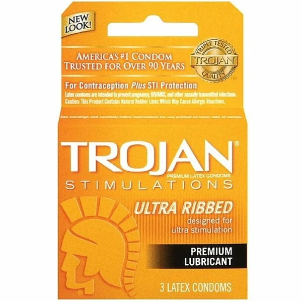 Trojan Stimulations Ultra Ribbed 3Pk