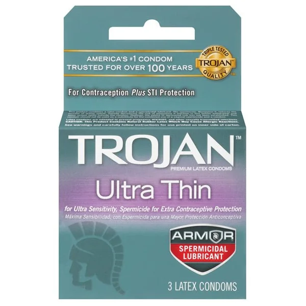 Trojan Ultra Thin Armor Spermicidal - Box Of 3