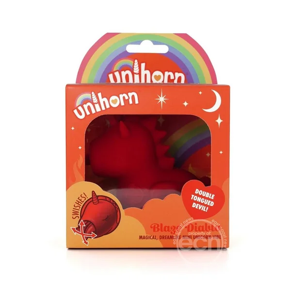 Unihorn Blaze Diablo The Forked Tongue One Rechargeable Silicone Clitoral Vibrator - Red