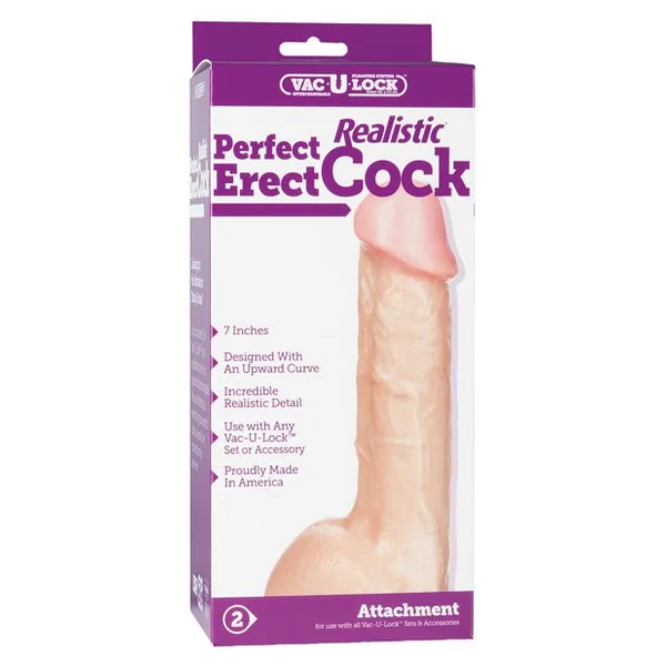 Vac-u-lock 7" Perfect Realistic Cock - White