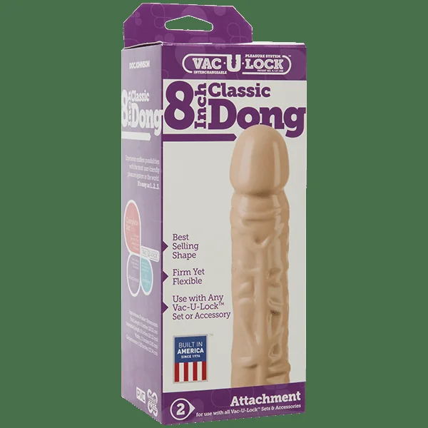 Vac-u-lock 8" Classic Dong - White