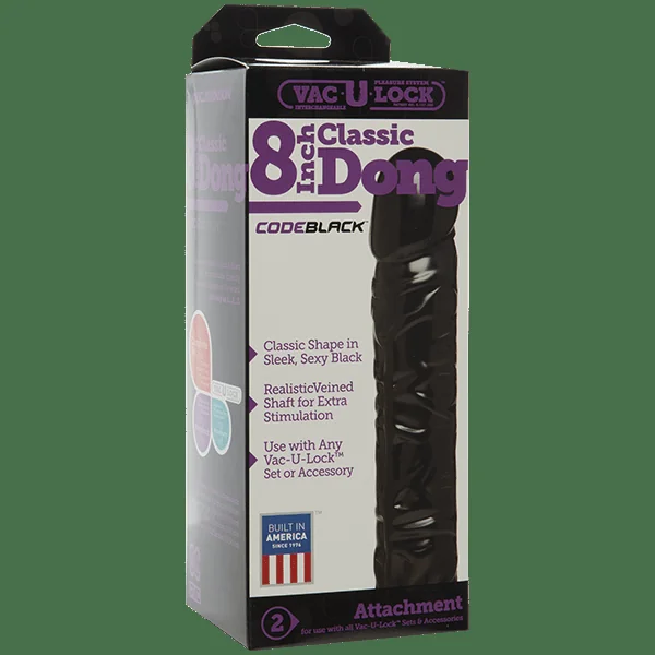 Vac-u-lock Code Black 8" Classic Dong