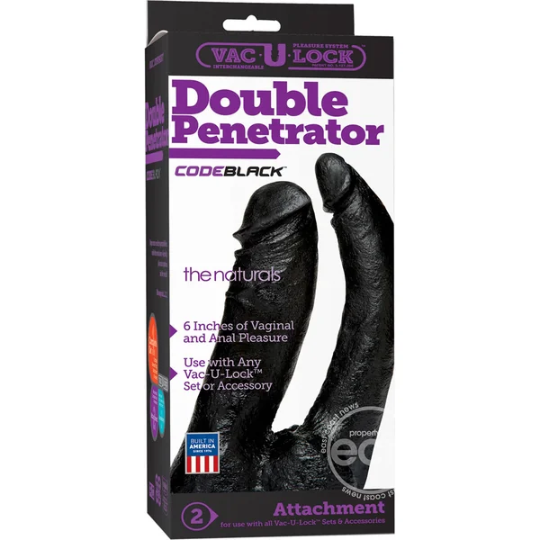 Vac-U-Lock CodeBlack Double Penetrator Dildo - Black