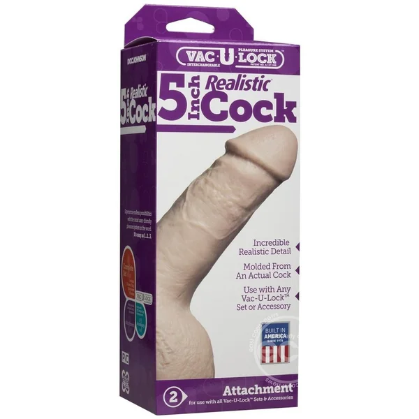 Vac-U-Lock Realistic Dildo 5in - Vanilla