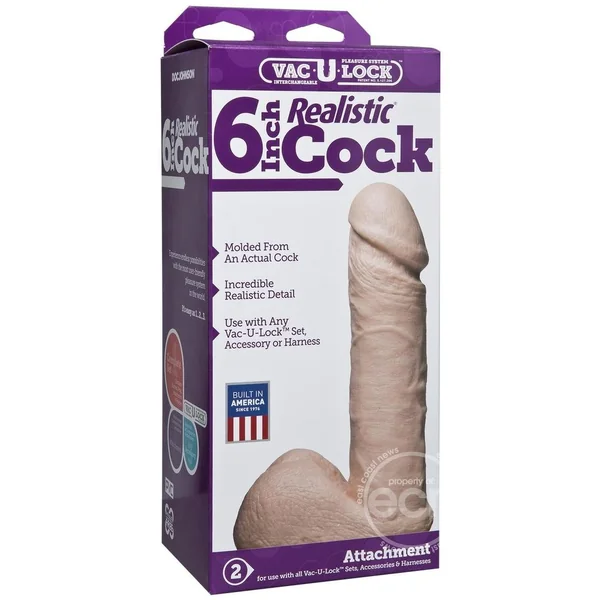 Vac-U-Lock Realistic Dildo 6in - Vanilla