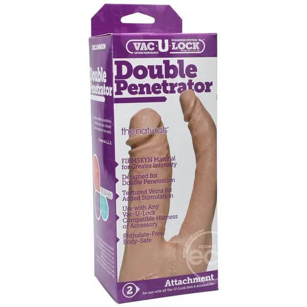 Vac-U-Lock The Naturals Double Penetrator Dildo 6in - Vanilla
