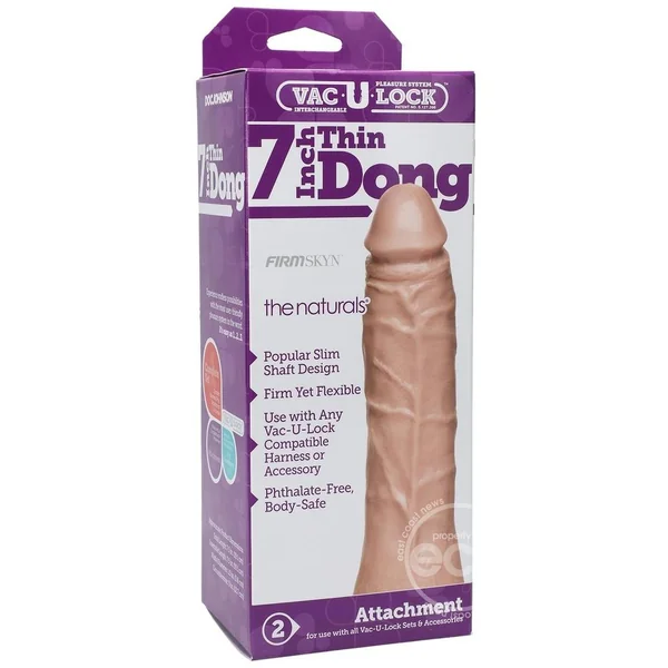 Vac-U-Lock The Naturals Thin Dildo 7in - Vanilla