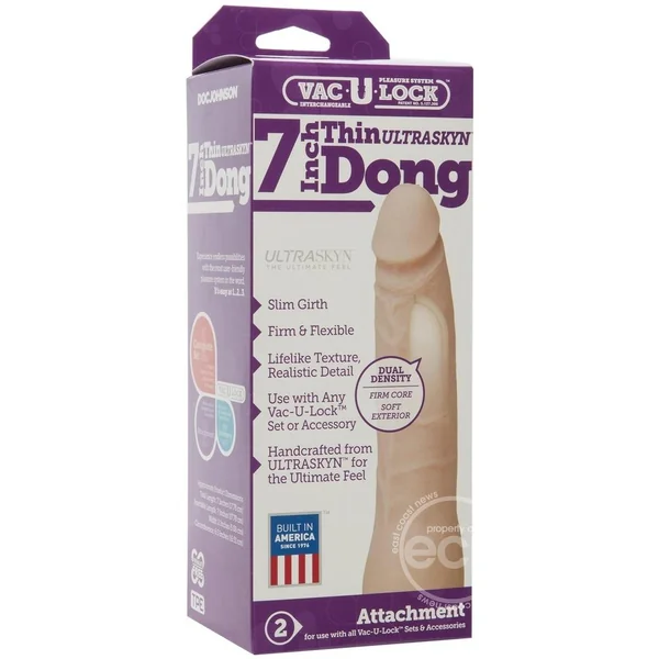 Vac-U-Lock Ultraskyn Thin Dildo 7in