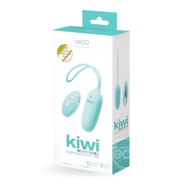 VeDO Kiwi Rechargeable Silicone Insertable Bullet Vibrator - Tease Me Turquoise