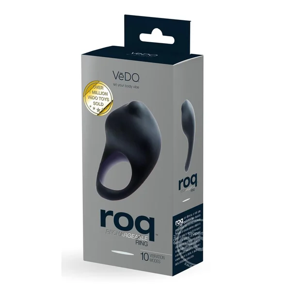 VeDO Roq Rechargeable Vibrating Silicone Cock Ring - Just Black