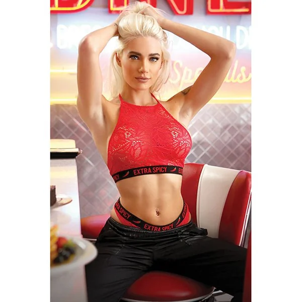 Vibes Extra Spicy Halter Bralette & Cheeky Panty Chili Red S/m