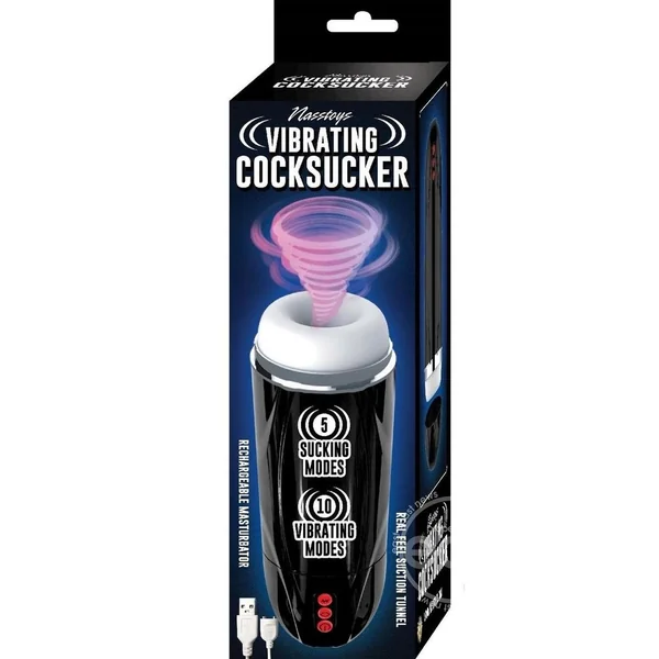 Vibrating Cocksucker Rechargeable Masturbator - Black