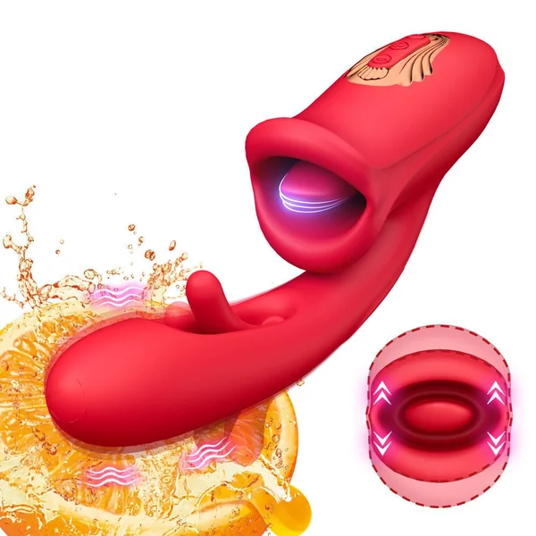 Vibrator- Adult- Sex- Toys For Women, Tongue Rose Sex- Toy Dildo Vibrators G Spot Vibrator- With 9 Licking Sucking & Flapping Clitoral Stimulator Anal- Nipple For Female Men Couples