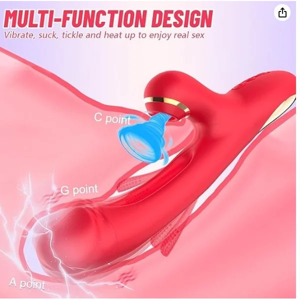 Vibrator Sex Toys For Women – 3IN1 Red Rabbit Vibrators Adult Toys With 7 Flapping & Vibrating & Suck, G Spot Anal Thrusting Dildo, Clitoral Vibrater For Female Couples Rose Sex Toy Games