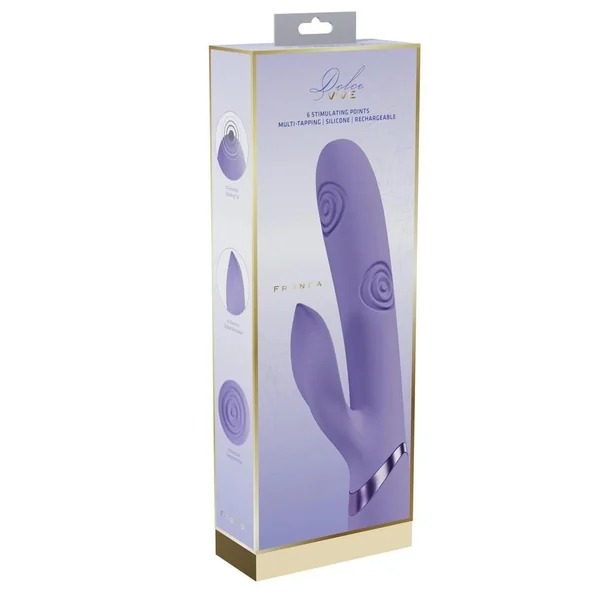 Vive Fronda Silicone Rechargeable Triple Motor G-Spot Vibrating and Tapping Leaf Clit Stimulator - Lavender