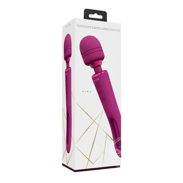 Vive Kiku Rechargeable Double Ended Wand with G-Spot Stimulator - Pink