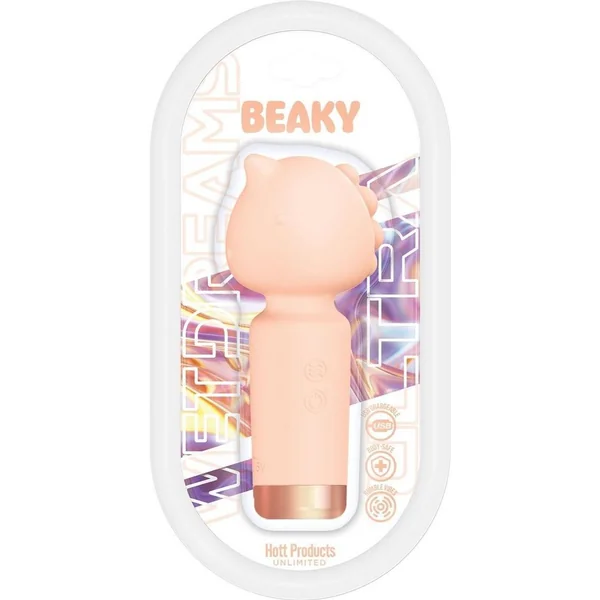 Wet Dreams Beaky Rechargeable Silicone Multi-Speed Horned Mini Wand - Orange Peach