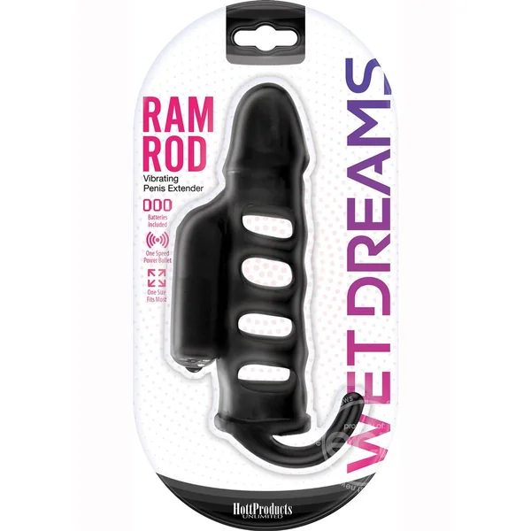 Wet Dreams Ram Rod Silicone Vibrating Penis Extender - Black