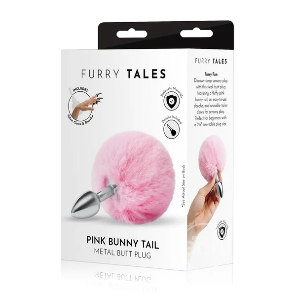 Whipsmart Fluffy Bunny Metal Plug with Tail 2.5in - Pink