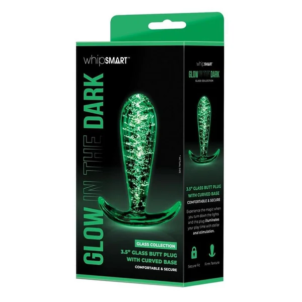 Whipsmart Glass Butt Plug with Curved Base 3.5in - Clear