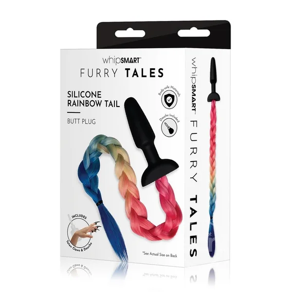 Whipsmart Silicone Plug 3.75in with Rainbow Tail - Multicolor