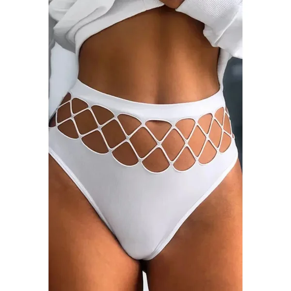 White Lattice-Cut Detailing Seamless Thong
