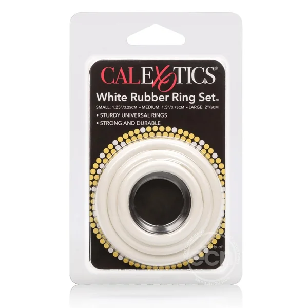 White Rubber Cock Rings (3 Piece Set) - White