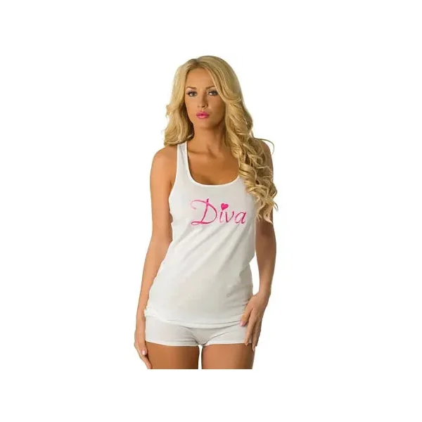 White/Pink Diva Tank Top