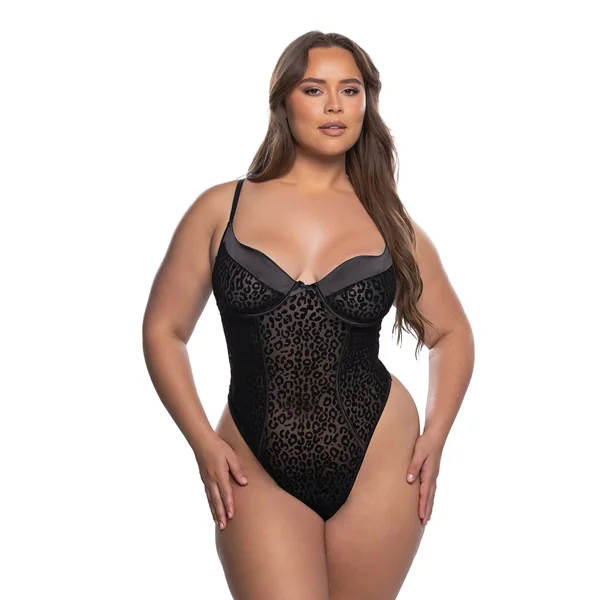 Wild Thing Underwire Teddy - Black Leopard 1X/2X