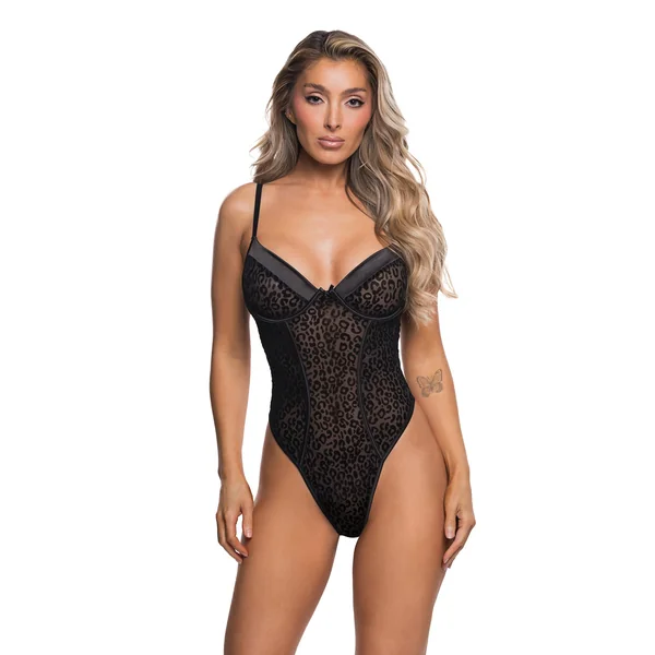 Wild Thing Underwire Teddy - Black Leopard L/XL