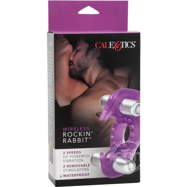 Wireless Rocking Rabbit Vibrating Cock Ring with Clitoral Stimulation - Purple