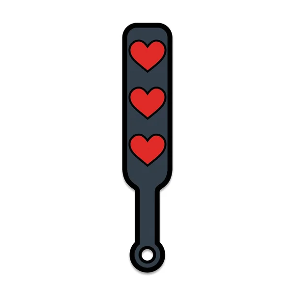 Wood Rocket Sex Toy Hearts Paddle Pin - Black/Red