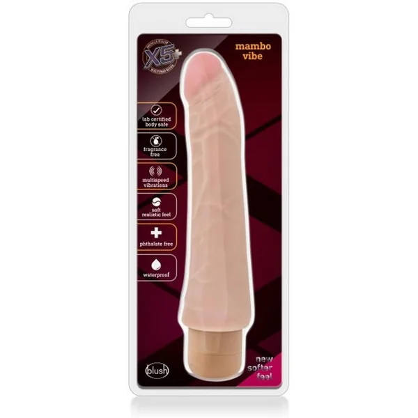 X5 Plus Mambo Vibe Vibrating Dildo 8in - Beige