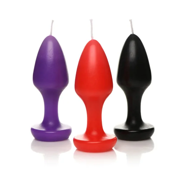 XR Brand Master Series Kink Inferno 3 Pack Sensual Warm Butt Plug Shaped Drip Candles For Wax Play