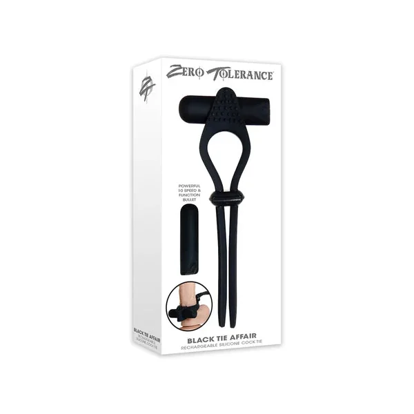 Zero Tolerance Black Tie Affair Rechargeable Silicone Cock Tie Cockring Black