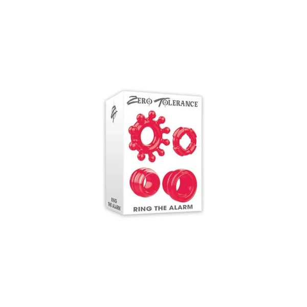 Zero Tolerance Ring The Alarm 4-Piece Cockring Set Red