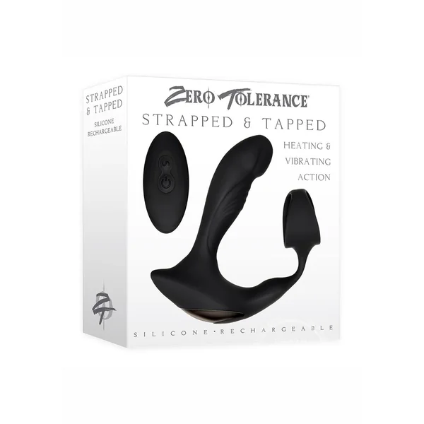 Zero Tolerance Strapped & Tapped Silicone Vibrating Prostate Stimulator with Remote Control - Black