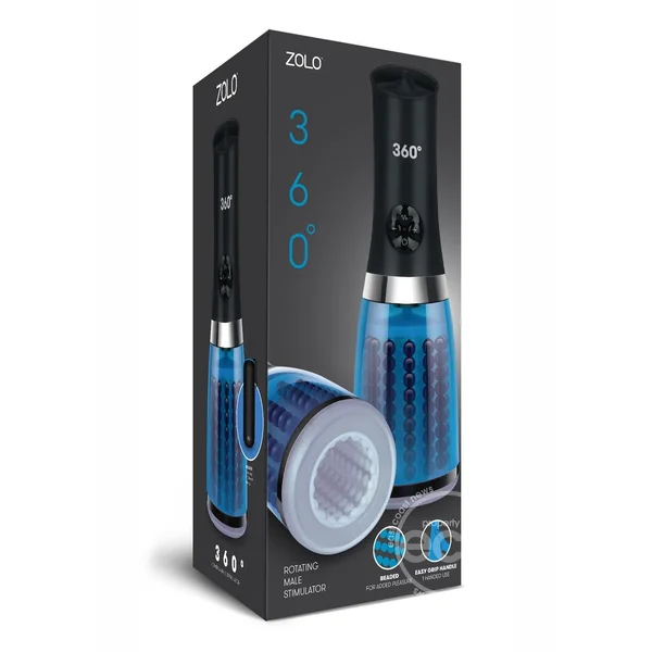ZOLO 360° Rotating Beaded Masturbator - Blue/Black