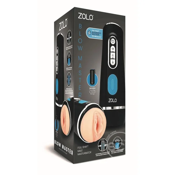 Zolo Blow Master Rechargeable Silicone Masturbator - Black/Blue