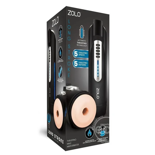 Zolo Long Stroke Rechargeable Silicone Masturbator - Black