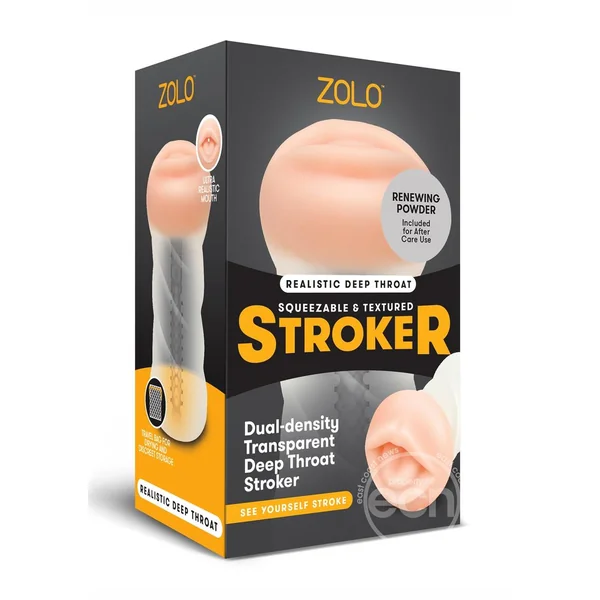 ZOLO Squeezable Deep Throat Masturbator - Mouth - Vanilla/Clear